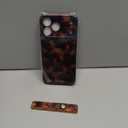 NITITOP Compatible for iPhone 17 Pro Max Case with Wrist Strap Cute Stylish Leopard Print Amber Tortoise for Women Girls Men Soft TPU Shockproof Protective Cover - Brown Leopard