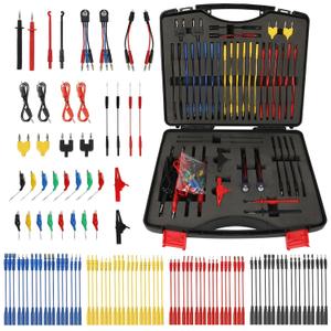 110PCS Automotive Circuit Test Lead Kit, Multimeter Leads Kit,Multi Function Auto Diagnostic Tools with Power Back Probes Test Lead Set Wire Connectors Set with Black Carrying Case,Alligator Clips