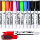 Volcanics Magnetic Dry Wipe Pens Dry Erase Markers With Eraser Cap Low Odor Fine Tip Whiteboard Pens Pack of 12,10 Colors