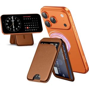 Mag-Safe Wallet for iPhone - Lightweight Magnetic Phone Wallet Stand With Adjustable Leather Card Holder for iPhone 17/16/15/14/13/12 Series, Not for Mini (Brown)
