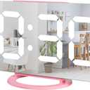 Lamisola Pink Digital Alarm Clock for Girls, Large LED Mirror Desk Clock, 2 USB Charging Ports, Nightstand Table Aesthetic Sleek Clocks Decor for Bedroom Office, Pink