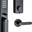 Digital Door Lock with Keypad Set,Smart Door Lock with Keypads,Electronic Deadbolt Keypad with Door Handle Lock Set for Front Door,Electronic Door Lock with Passcode and Key,Matte Black