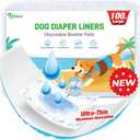 Dog Diapers Liners, 100 Ct, Super Absorbent Booster Pads for Male Dog Wraps and Female Dog Diapers, Lnnovative Hook-and-Loop Tape Design, Super-fit & No Shifting, Small Dog Diaper Pads, Large