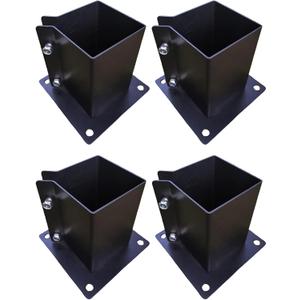6x6 Inches Wood Posts Base Cover, Inner Size 5.5"x5.5", 4 Pack Fence Post Support Square Black Metal Brackets, Bolt Down Post Base Bracket for Anchor Fences, Carport, Pergola