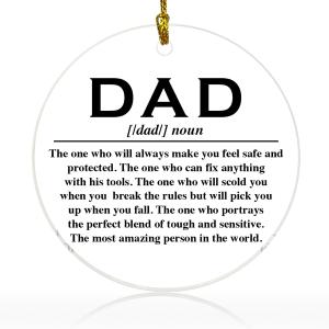 Dad Christmas Ornament Gift, Ornament Gift for Father from Son Daughter Kids Father's Day Birthday Best Dad Ever Gifts Round Acrylic Ornaments, The Most Amazing Person in The World (Y8)