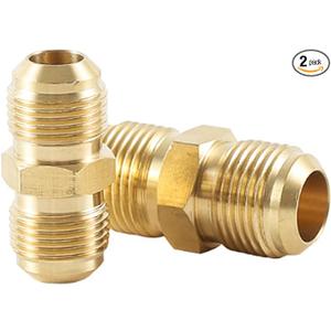 1/2" Male Flare to 1/2" Male Flare Gas Line Brass Connector, Brass Semi-Combined Torch Line Adapter for Hydraulic, HVAC Fuel, Air, Natural Gas Plumbing Fitting - (2 Pcs)