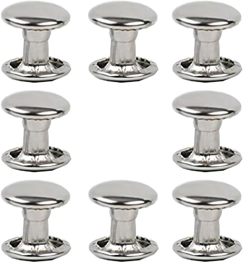 300sets Stainless Steel Leather Rivets Double Cap Rivet Tubular Metal Studs Repairs Decoration Craft Accessories for Leather Craft Clothes Shoes Bags Belts (8mm Silver)
