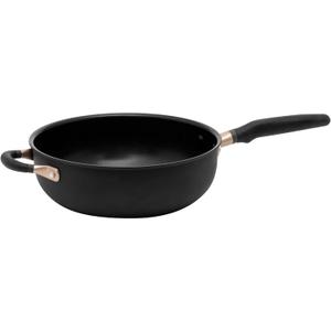 Meyer Nonstick Chef's Pan, 4.5 quart / 10" Induction Compatible Deep Chef Pan, Hard Anodized Nonstick, Dishwasher Safe, Oven Safe, Matte Black with Silicone Handles, Accent Series Cookware, 10 inch, 4.2 Quarts