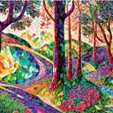 RoseArt - Stained Glass - The Long and Winding Road - 300 Adult Piece Jigsaw Puzzle for Adults