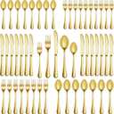 40 Pcs Gold Silverware Set Service for 8, Premium Stainless Steel Flatware Set, Cutlery Utensil Set, Durable Home Kitchen Eating Tableware Set, Include Fork Knife Spoon Set, Dishwasher Safe