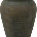 Benjara Leyn 15 Inch Antique Flower Vase, Urn Shaped Home Decor Piece, Gray Ceramic