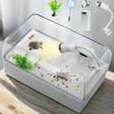 AZV Turtle Tank Starter Habitat Kit,Complete Aquatic Terrarium Enclosure with Filter,Basking Platform with Hideout,Multi-Function Area,Drainage,Plants and Lamps,Perfect for Red Eared Slider Aquarium