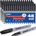 Black Permanent Markers Fine Tip 48 Count Bulk,Waterproof Permanent Marker Pens with Quick Drying on Wood,Plastic,Paper,Metal,Mirror for Office School Classroom Home