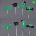 4 x Gexolenu 16 PCS Green and Black Double-Sided 2025 Graduation Centerpieces for Tables, 2025 Table Toppers Party Centerpiece Sticks Party Supplies, Graduation Party Decorations Class of 2025, Set of 4