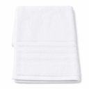 White Cotton Terry Hand Towel, Soft Absorbent Bathroom Towel with Decorative Stripe Detail