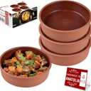 Hakan Athens Clay Bowl Set of 4, Terracotta 5.7-inch Bowls, 14.2 Oz Ancient Pottery, Glazed Inside Cooking Clay Bowls in Box, Turkish Clay Yogurt Pots, Earthenware for Mexican Dishes, 4 Pcs, 420 cc