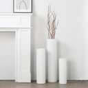 Dnnnii Tall Floor Vases Set of 3 - White Metal Cylinder Vases for Living Room Corner, Modern Honeycomb Texture, Extra Large Standing Decor (Tallest 27.6in, Home Bedroom Dining Decor)