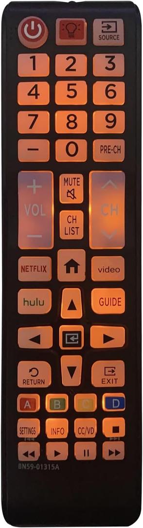 BN59-01315A Universal Backlit Remote Control for Samsung TV Remote Replacement All Samsung Smart TV, LED, LCD, HDTV, 3D, Series TV