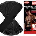 40PCS Precut Kinesiology Tape Strips, 2 inch x 10 inch Athletic Tape, Kinetic Tape, Elastic Muscle Tape, Sports Tape, Knee Tape for Exercise and Daily Use - Black