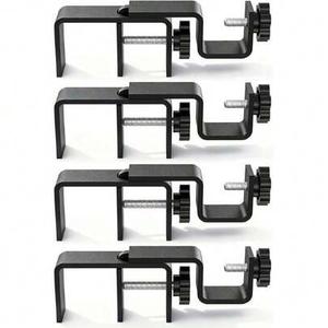 Outside Mounted Blinds Curtain Rod Bracket, 1.3-2" Adjustable, No Drilling Curtain Rods Holder For Over Blinds, Easy Install Tool-Free Hand-Twist Screws & Anti-Slip Square Base (Set Of 4, Matte Black)