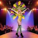 Striped Thigh High Socks, Halloween Witch Stockings Costume Accessories for Women, Over Knee High Socks Leg Warmers (Yellow/Green/Purple)