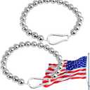 2 Pieces Flagpole Beaded Retainer Rings, Beaded Ring for Internal Halyard System, Flag Pole Retainer Ring with Clip for Bottom of Flag to Keep Flag Close to Pole
