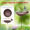 Metal Bird Bath for Outside,Hand-Painted Outdoor Birds Baths Water Bowl with Stake for Garden Patio Yard Lawn Decor, 27.6" H Bird Feeder with 5 Prongs Base,Vintage Freestanding Birdbaths & Birdfeeder