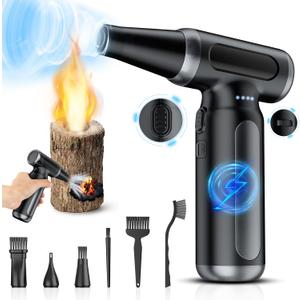 Electric Compressed Air Duster, Rechargeable Cordless Air Duster for PC, Keyboard & Electronics Cleaning, Replaces Canned Air, Portable Air Can Duster for Computer with Multiple Nozzles