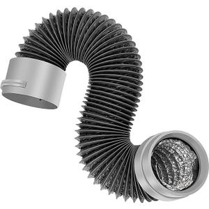 Upgraded 4 Inch Dryer Vent Connector Kit with 5 Feet PVC Hose, Black and White, Single-Rubber Seal