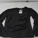 Prettywear Women's Long Sleeve Wrap Tops Sexy Casual Waffle Knit V Neck Shirts Solid Color Ruched Tunic Top Blouses Slim fit Large