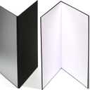 (2 PCS) Light Reflector 3 in 1 Photography Reflector Cardboard,A3 (17x12 Inch) Size Folding Light Diffuser Board for Still Life, Product and Food Photo Shooting - Black, Silver and White, 2 Pack