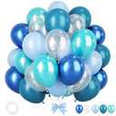 Ocean Themed Party Balloons, 12 Inches Turquoise Teal Blue Clear Metallic Balloons for Ocean Shark Sea Themed Pool Party Baby Shower Birthday Beach Decorations