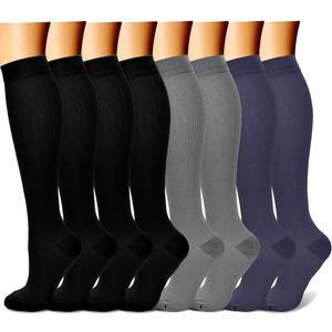 CHARMKING Compression Socks for Women & Men Circulation (8 Pairs) 15-20 mmHg is Best Support for Athletic Running,Cycling (Large-X-Large, 05 Black/Black/Black/Grey/Navy)