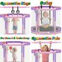 LANGXUN 60" Trampoline for Kids, 5ft Toddler Mini 6-in-1 Trampoline Indoor Outdoor with Swing, Basketball Hoop, Dart Board, Rings, Christmas Toys Birthday Gifts for Girls Boys