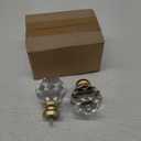 Decorative Curtain Rod Finials Luxury Crystal-clear Faceted, Round, Set of 2, Compatible with 1'' or 1-1/8'' dia curtain rod, Standalone finial pair,Gold