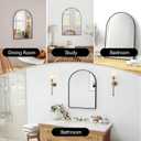 SCWF-GZ 30x20 Arch Mirror Rectangle Wall Mounted Hanging or Against Wall Aluminum Alloy Metal Frame Dressing Make-up Mirrors for Entryway Bedroom Bathroom Living Room 3020 inch Black