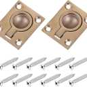 uxcell 2Pcs Flush Ring Pull, 1.89-inch x 1.5-inch Stainless Steel Rectangle Recessed Door Pull with Screws for Furniture, Boat, Bronze Tone