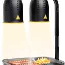 SYBO DL2112 Commercial Grade Food Heat Lamp, Portable Electric Food Warmer, 2-Bulb 500W with Free-Standing, Black