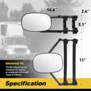Extended Towing Mirrors, Universal Clip-On Side Mirror Extensions for Pickups, RVs, and Trailers, Tow Mirrors with Extenders (Model HA968)