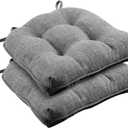 Wellsin Chair Cushions for Dining Chairs, Non-Slip Kitchen Chair Pads with Ties, Tufted Shredded Foam Kitchen Chair Cushions Set of 2, 15.5" X 15.5", Dark Grey