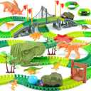 BEMITON Dinosaur Toys Race Car Track, Create a Dinosaur World Road Race, Flexible Dinosaur Track Toys Set, Christmas Birthday Gifts for 3 4 5 6 7 Years Old Boys Girls Kids