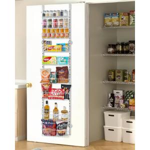 VEVOR Over the Door Pantry Organizer, 9-Tier Pantry Organization and Storage, Heavy-Duty Steel Hanging Spice Rack, Adjustable Wall Seasoning Shelves, for Home Kitchen Laundry Room Bathroom, White