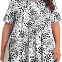 Womens Plus Size Tops Tunic Short Sleeve Crew Neck Shirts Casual Soft Blouse 1X-5X (White, XXXL)