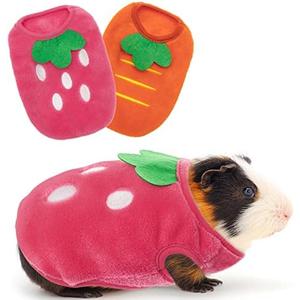 IPRAVOCI Guinea Pig Clothes - Cute Fleece Warm Pet Outfits for Rabbit Bunny Ferrets Chinchillas Kitten Chihuahua, etc. Small Animals - Strawberry Carrot Shape Cozy Vest Pet Costume XX-Small