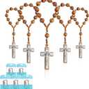 KOMI 12PCS One Decade Wooden Rosary Beads Catholic Prayer Pocket Rosary Baptism Rosary Catholic Mini Rosaries Bulk Baptism Favors for Guests Party Favors