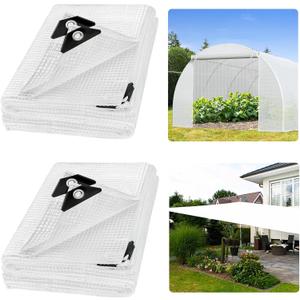 ANGAR 2Pcs 16 Mil Clear Greenhouse Tarp, 6x8FT Heavy Duty Waterproof Clear Tarps with Grommets, UV Resistant Greenhouse Replacement Poly Cover, for Gardening, Farming, Chicken Coops, Canopy, Outdoor