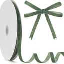 GHGMAO Sage Green Velvet Ribbon, Vintage Green Velvet Ribbon 3/8 Inch x 25 Yards, Thin Christmas Ribbons for Gift Wrapping, Christmas Tree Ornaments, Flower Bouquet, Wreath Decorations, Bow Making