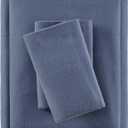 True North by Sleep Philosophy Cozy Flannel 100% Cotton Ultra Soft Cold Weather Sheet Set Bedding, Full, Blue Solid