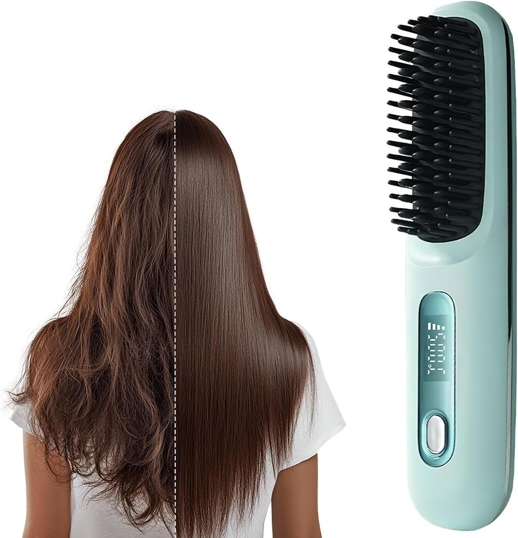Go Brush Pro, 2025 New Go Brush Pro, Portable Straightener Brushs for Travel, with LCD Temperature Display, Fast Heating Cordless Mini Hair Brushs (Blue) Go Brush Pro, 2025 New Go Brush Pro, Portable Straightener Brushs for Travel, with LCD Temperature Display, Fast Heating Cordless Mini Hair Brushs (Blue)