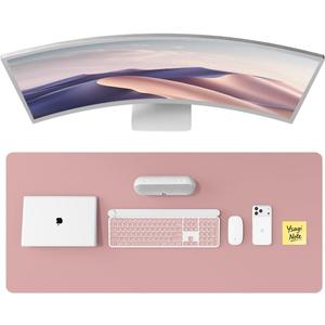 YSAGi Leather Desk Protector, Office Mat, Large Mouse Mat, Non-Slip PU Leather Blotter, Laptop Pad, Waterproof Writing Pad for Office and Home (Pale Mauve, 47" x 17")